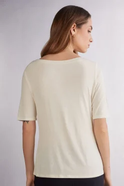 Bluzka z Dekoltem w Łódkę z Tkaniny Fresh Bamboo
