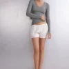 Bluzka z Dekoltem w Szpic z Ultralekkiego Modalu z Kaszmirem