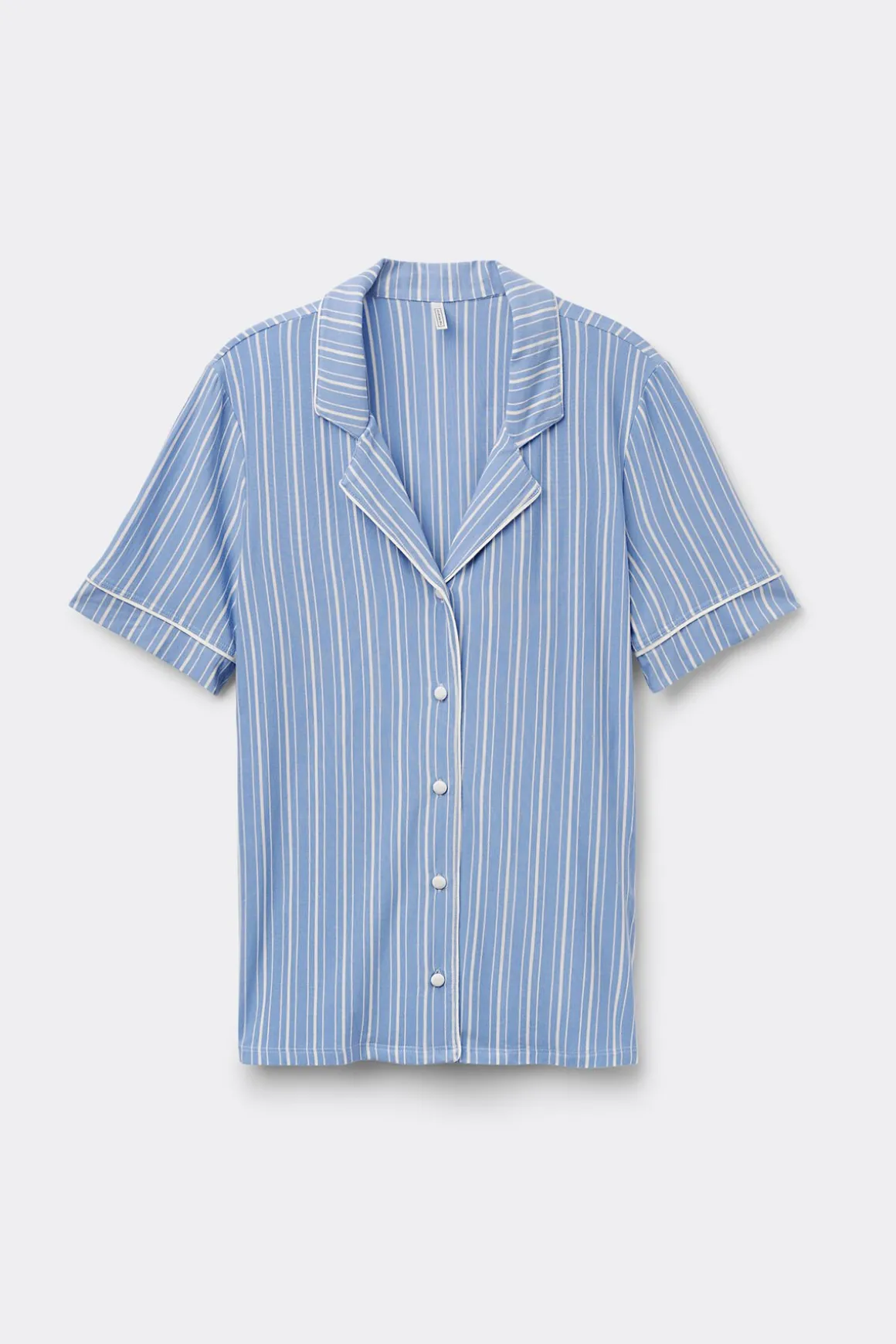 Bluzka z Krótkim Rękawem z Modalu Rozpinana z Przodu Oxford Stripes