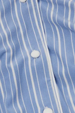 Bluzka z Krótkim Rękawem z Modalu Rozpinana z Przodu Oxford Stripes