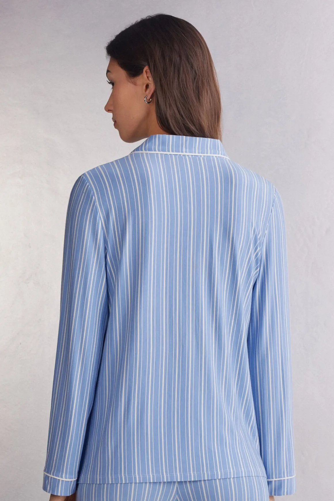 Bluzka z Modalu Rozpinana z Przodu Oxford Stripes