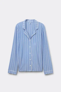 Bluzka z Modalu Rozpinana z Przodu Oxford Stripes
