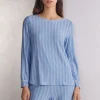 Bluzka z Modalu z Dekoltem w Łódkę Oxford Stripes