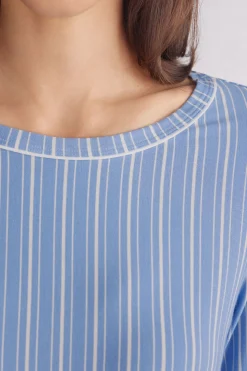 Bluzka z Modalu z Dekoltem w Łódkę Oxford Stripes