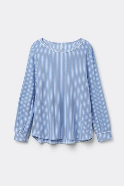 Bluzka z Modalu z Dekoltem w Łódkę Oxford Stripes