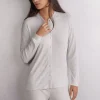 Bluzka z Modalu z Długim Rękawem Rozpinana z Przodu Chic Comfort