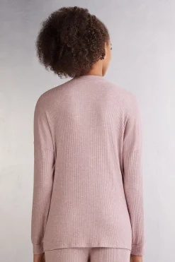 Bluzka z Modalu z Długim Rękawem Rozpinana z Przodu Chic Comfort