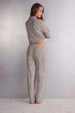 Długie Spodnie z Modalu Floral Romance