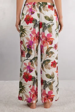Długie Spodnie z Satyny Wiskozowej Imaginary Journey
