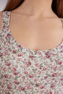 Koszulka z Prążkowanego Modalu Floral Romance