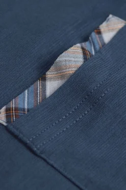 Krótka Piżama z Bawełny i Płótna w Kratę Denim