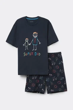 Krótka Piżama z Bawełny Super Dad