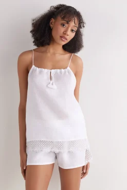 Lniany Top Sophisticated Allure
