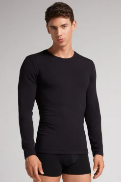 Longsleeve z Modalu z Kaszmirem z Dekoltem Pod Szyję