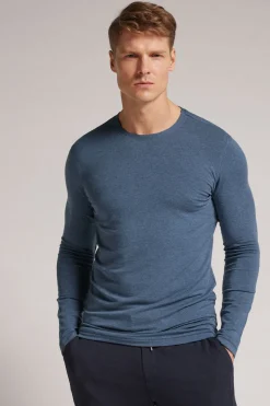 Longsleeve z Modalu z Kaszmirem z Dekoltem Pod Szyję