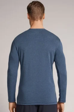 Longsleeve z Modalu z Kaszmirem z Dekoltem Pod Szyję