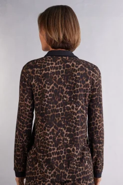Rozpinana Bluzka z Długim Rękawem z Modalu Luxurious Leopard