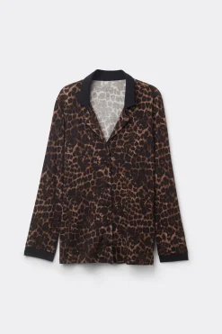 Rozpinana Bluzka z Długim Rękawem z Modalu Luxurious Leopard