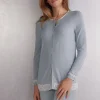 Rozpinana z Przodu Bluzka z Modalu i Koronki