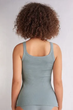 Tank Top Prążkowany z Bawełny Superior