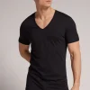 T-shirt z Dekoltem w Kształcie Litery V z Bawełny Superior Extrafine