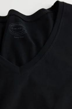 T-shirt z Dekoltem w Kształcie Litery V z Bawełny Superior Extrafine