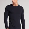 T-shirt z Długim Rękawem z Wełny Merino Okrągły Dekolt