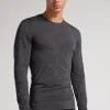 T-shirt z Długim Rękawem z Wełny Merino Okrągły Dekolt