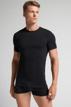 T-shirt z Okrągłym Dekoltem Bawełna Superior